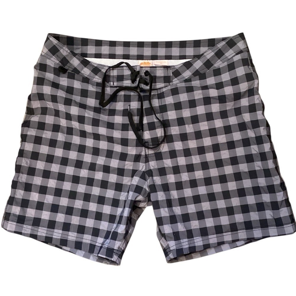 SUNDEK Men's Classic 17" Swim Shorts Black & Grey Check Size 34